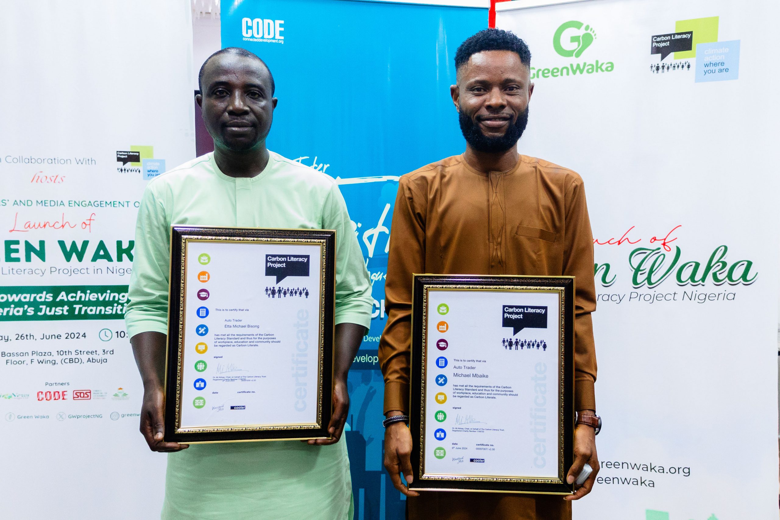 Nigeria Takes Lead in Carbon Literacy, Awarded  Two Certificates