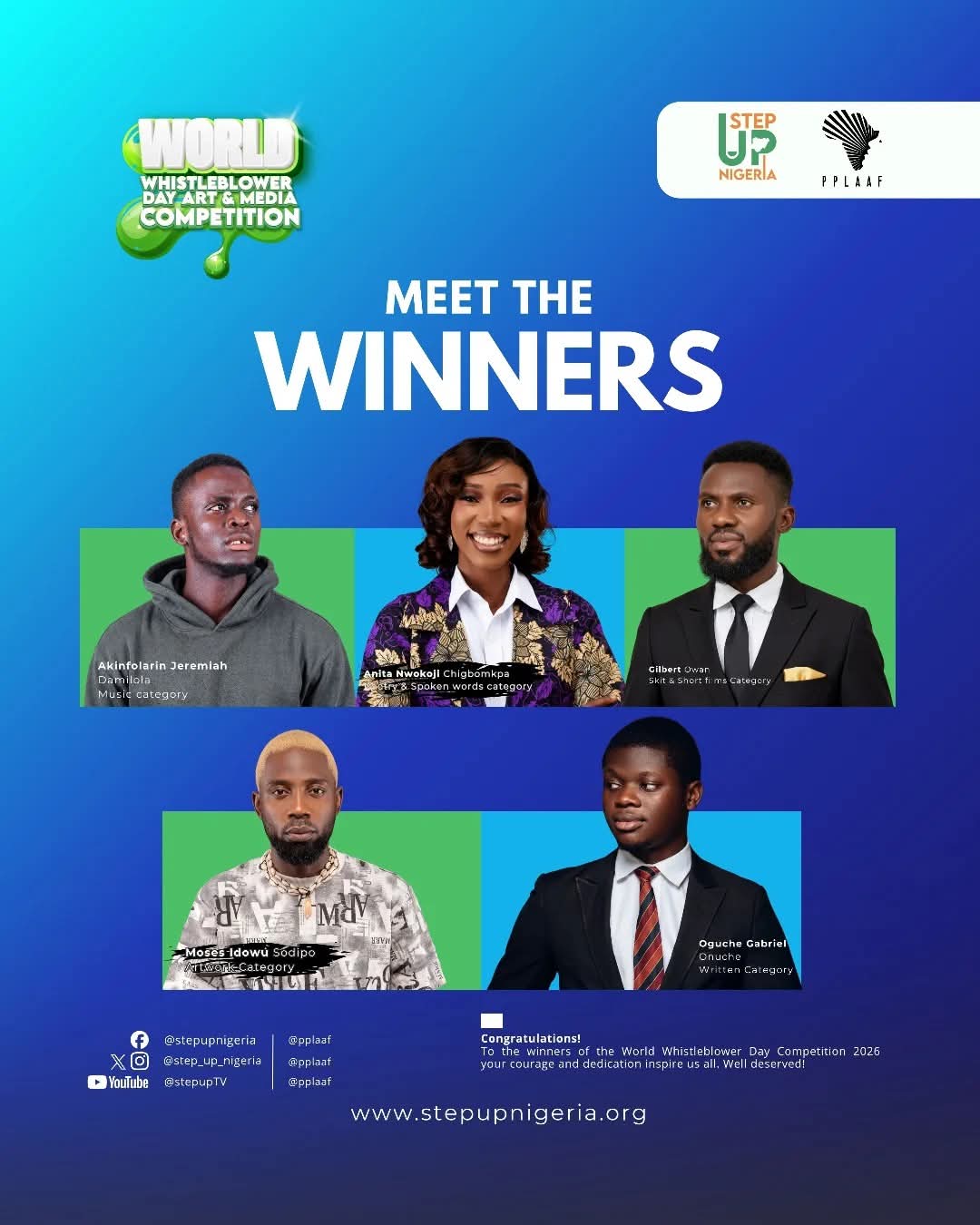 Step Up Nigeria Awards Whistleblower Day Winners, Pushes for Stronger Protection Laws